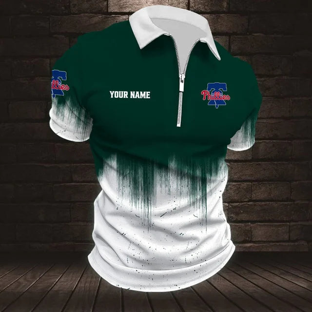 [FLASH SALE] NEW CUSTOMIZED MLB11 PPS PHILADELPHIA PHILLIES ZIP POLO SHIRT