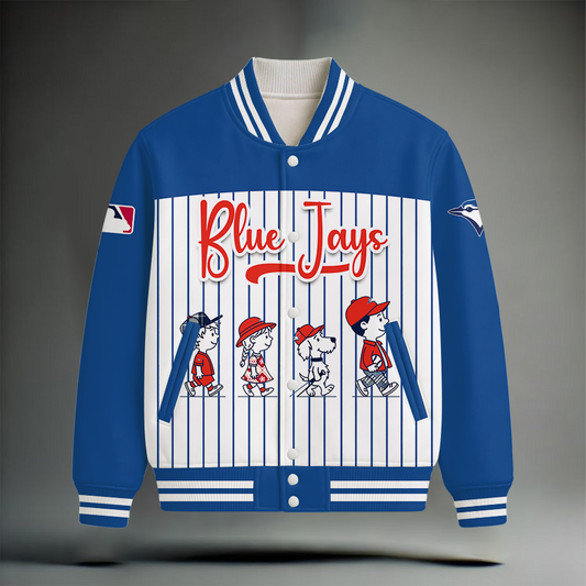 LIMITED EDITION - NEW CUSTOMIZED MLB12 TBJ TORONTO BLUE JAYS SNOOPY STYLE SATIN VARSITY & BASEBALL JACKET