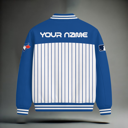 LIMITED EDITION - NEW CUSTOMIZED MLB12 TBJ TORONTO BLUE JAYS SNOOPY STYLE SATIN VARSITY & BASEBALL JACKET