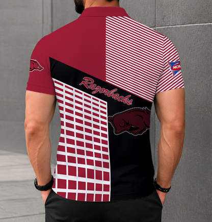 VIRAL EDITION - NEW CUSTOMIZED NCAA FBS12 AKR ARKANSAS RAZORBACKS POLO SHIRT