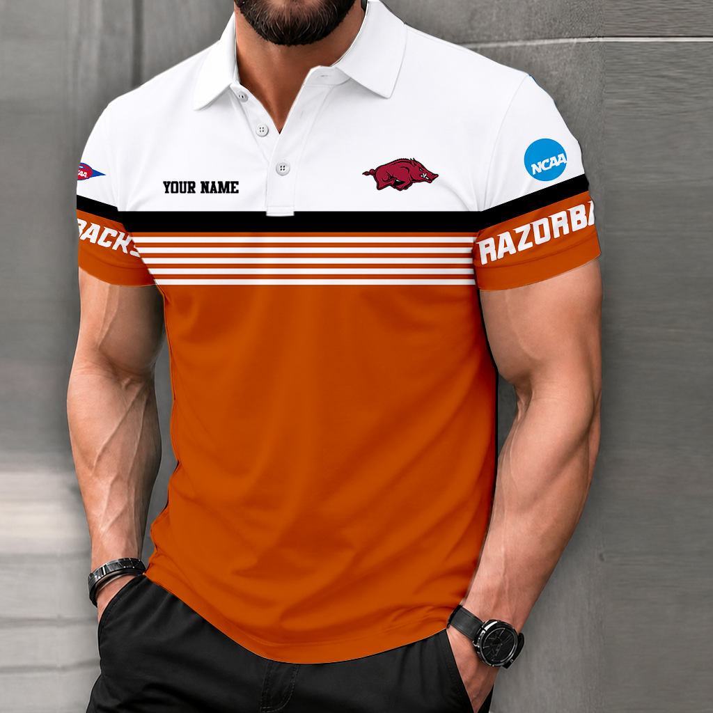 LIMITED EDITION - NEW CUSTOMIZED NCAA FBS12 AKR ARKANSAS RAZORBACKS POLO SHIRT