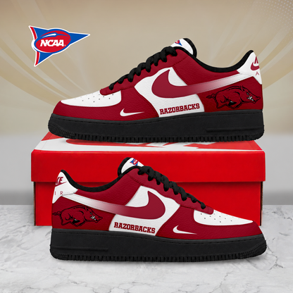 SPECIAL EDITION - NEW CUSTOMIZED NCAA FBS12 AKR ARKANSAS RAZORBACKS AF1 SHOES