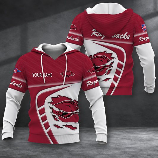 ELITE EDITION - NEW CUSTOMIZED NCAA FBS12 AKR ARKANSAS RAZORBACKS HOODIE, ZIP HOODIE, T-SHIRT, POLO SHIRT, ZIP POLO SHIRT & SWEATSHIRT