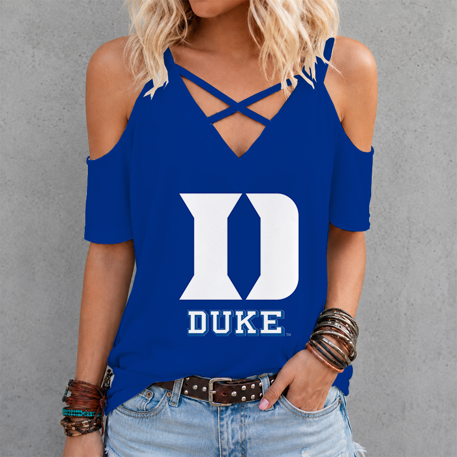 [FAN FAVORITE] NEW CUSTOMIZED NCAA MAM12 DLD DUKE BLUE DEVILS CRISS CROSS V-NECK TOP