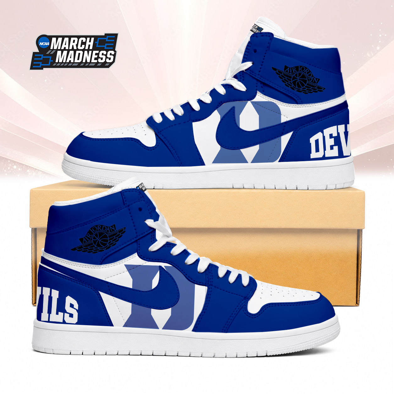LIMITED EDITION - NEW CUSTOMIZED NCAA MAM12 DLD DUKE BLUE DEVILS AIR JORDAN SNEAKERS