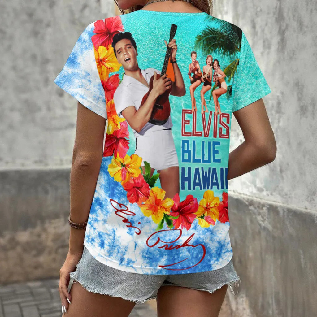 [FAN FAVORITE] NEW CUSTOMIZED ELVIS PRESLEY V-NECK FEMALE SHIRT