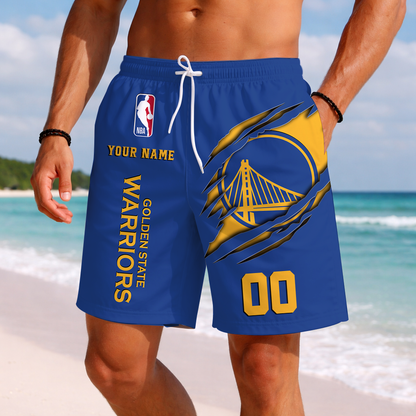 LIMITED EDITION - NEW CUSTOMIZED NBA12 GSW GOLDEN STATE WARRIORS SHORT PANTS