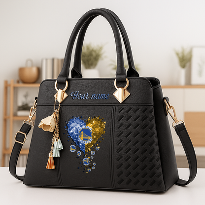 LIMITED EDITION - NEW CUSTOMIZED NBA12 GSW GOLDEN STATE WARRIORS ZIP HANDBAG MULTICOLOR