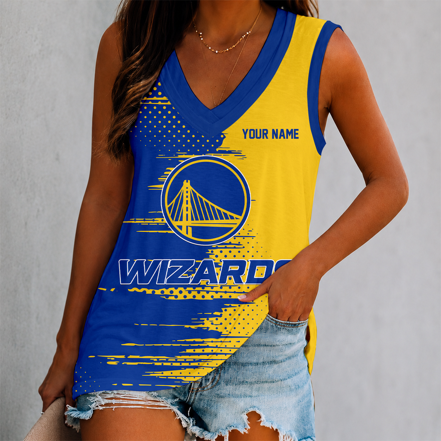 FINAL SALE - NEW CUSTOMIZED NBA12 GSW GOLDEN STATE WARRIORS WOMEN'S V-NECK TANK TOP