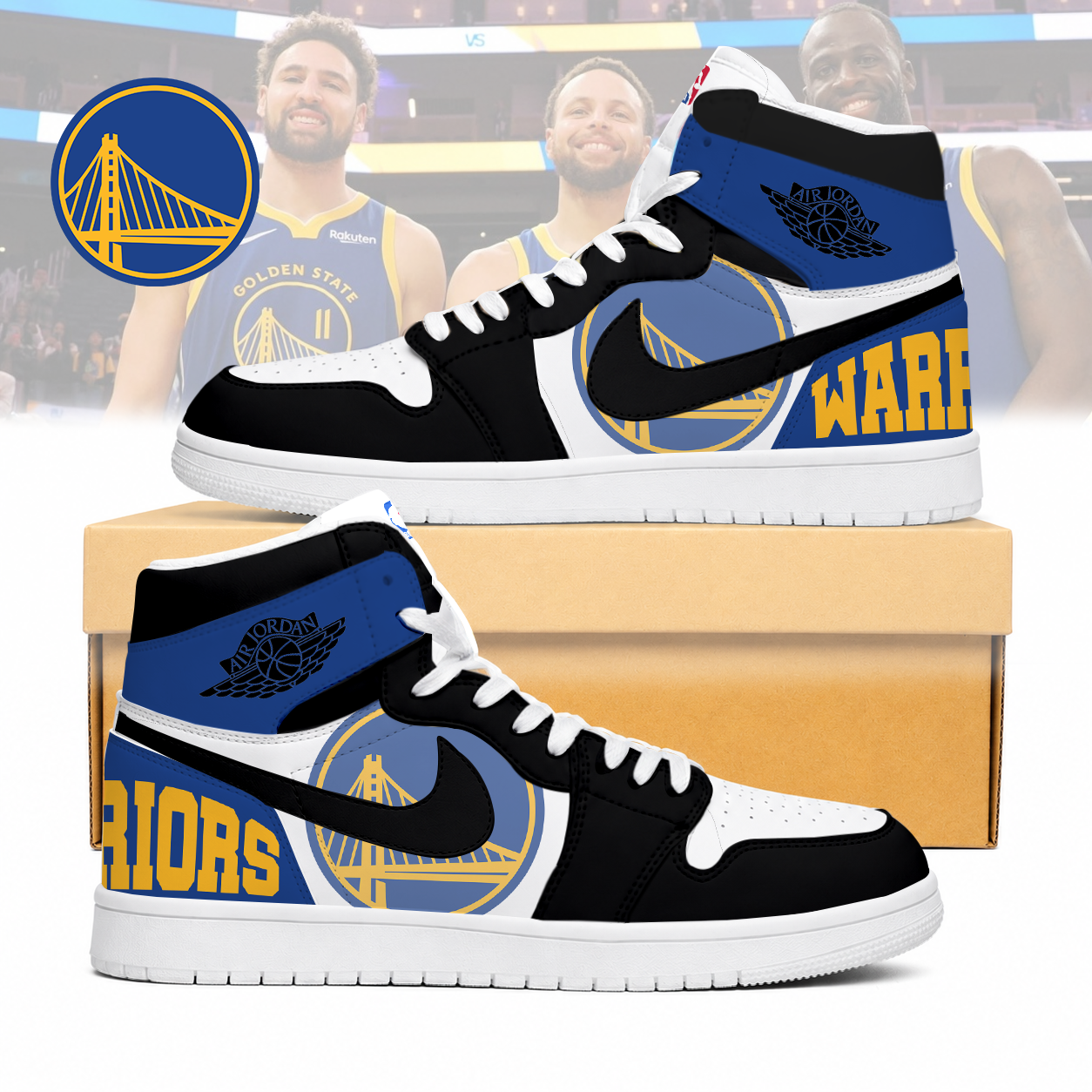 LIMITED EDITION - NEW CUSTOMIZED NBA12 GSW GOLDEN STATE WARRIORS AIR JORDAN SNEAKERS
