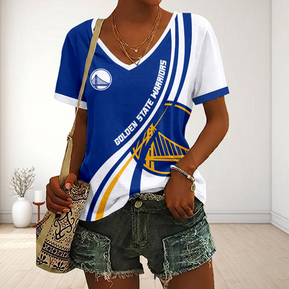 LIMITED EDITION - NEW CUSTOMIZED NBA12 GSW GOLDEN STATE WARRIORS V-NECK FEMALE SHIRT