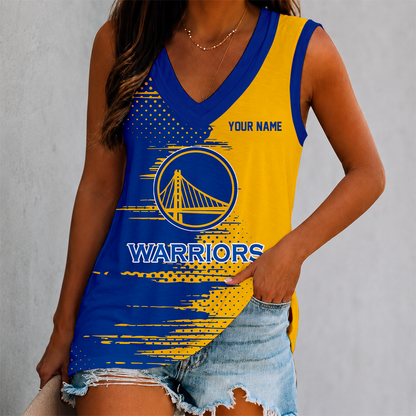 FINAL SALE - NEW CUSTOMIZED NBA12 GSW GOLDEN STATE WARRIORS WOMEN'S V-NECK TANK TOP