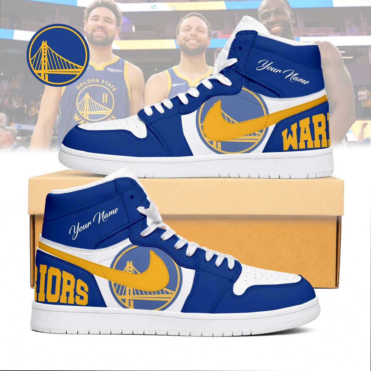 LIMITED EDITION - NEW CUSTOMIZED NBA12 GSW GOLDEN STATE WARRIORS AIR JORDAN SNEAKERS