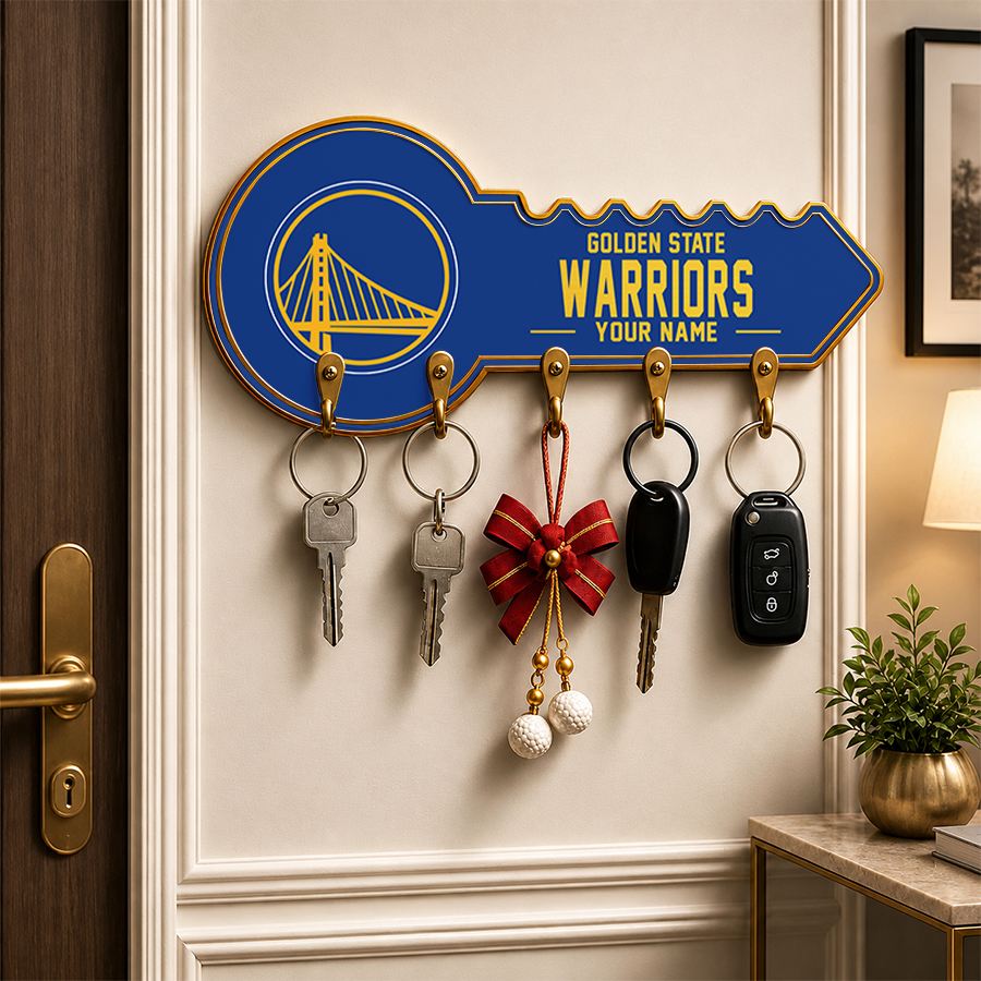 [HOT DEAL] NEW CUSTOMIZED NBA12 GSW GOLDEN STATE WARRIORS WALL KEY HOLDER FOR HOME