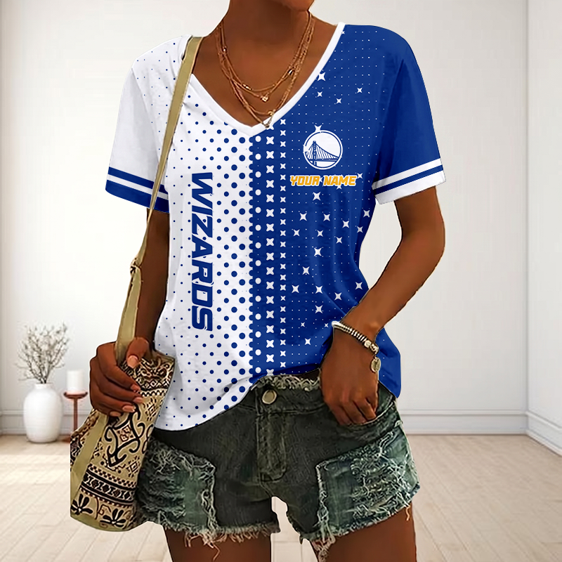 LIMITED EDITION - NEW CUSTOMIZED NBA12 GSW GOLDEN STATE WARRIORS V-NECK FEMALE SHIRT