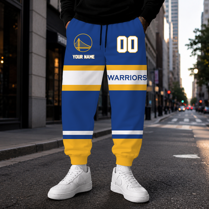 ELITE EDITION - NEW CUSTOMIZED NBA12 GSW GOLDEN STATE WARRIORS SWEATPANTS