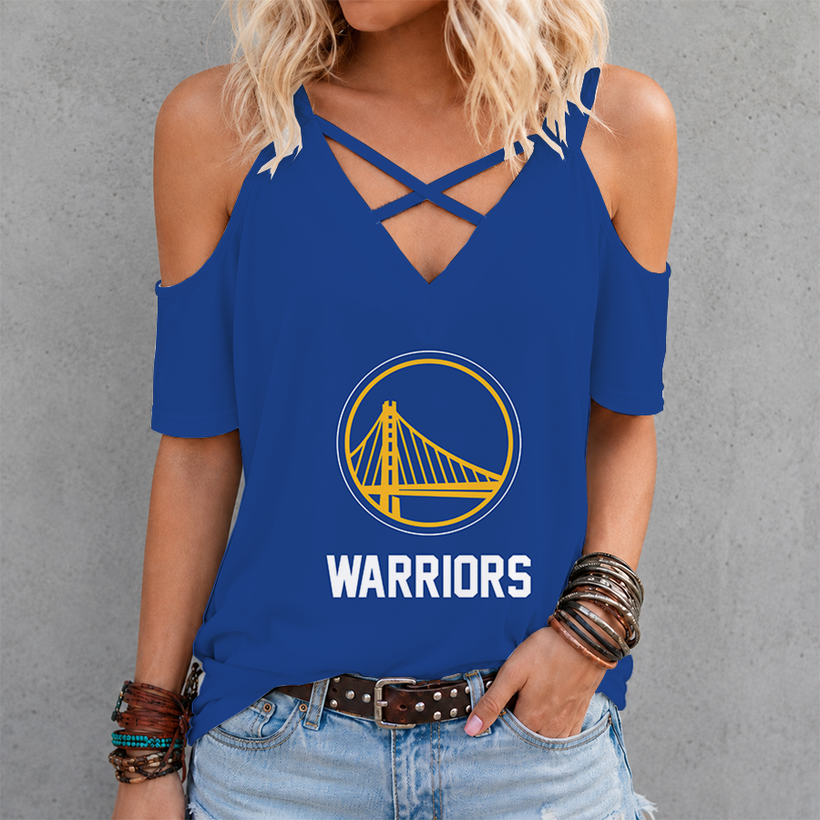 LIMITED EDITION - NEW CUSTOMIZED NBA12 GSW GOLDEN STATE WARRIORS CRISS CROSS V-NECK TOP