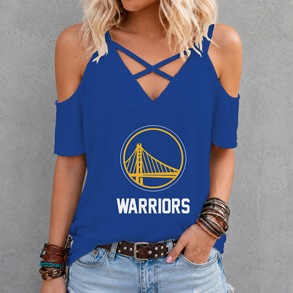 LIMITED EDITION - NEW CUSTOMIZED NBA12 GSW GOLDEN STATE WARRIORS CRISS CROSS V-NECK TOP