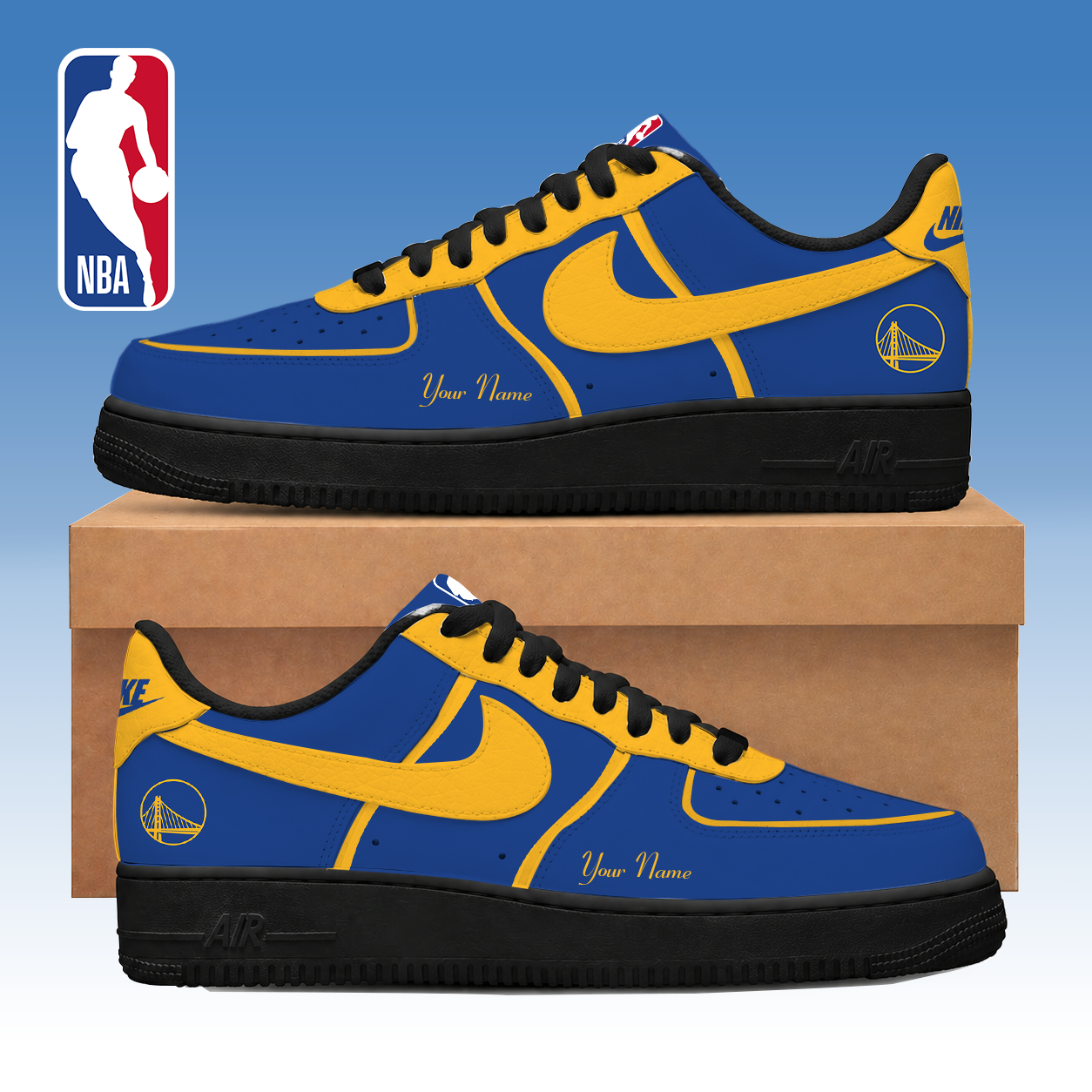LIMITED EDITION - NEW CUSTOMIZED NBA12 GSW GOLDEN STATE WARRIORS AF1 SNEAKERS