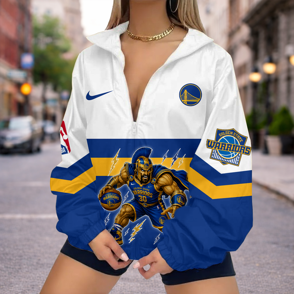 VIRAL EDITION - NEW CUSTOMIZED NBA12 GSW GOLDEN STATE WARRIORS V-NECK ZIPPER SWEATSHIRT JACKET
