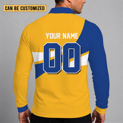 [HOT DEAL] NEW CUSTOMIZED NBA12 GSW GOLDEN STATE WARRIORS MEN LONG SLEEVE POLO