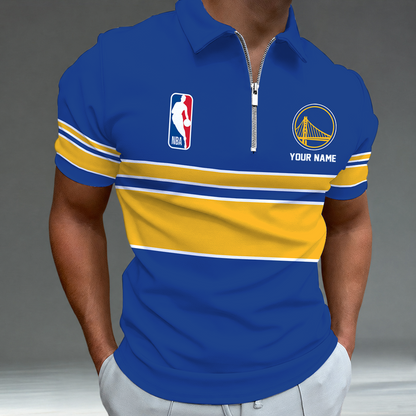 [HOT DEAL] NEW CUSTOMIZED NBA12 GSW GOLDEN STATE WARRIORS ZIP POLO SHIRT