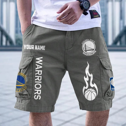 [HOT DEAL] NEW CUSTOMIZED NBA12 GSW GOLDEN STATE WARRIORS CARGO SHORTS