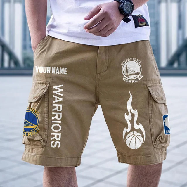 [HOT DEAL] NEW CUSTOMIZED NBA12 GSW GOLDEN STATE WARRIORS CARGO SHORTS