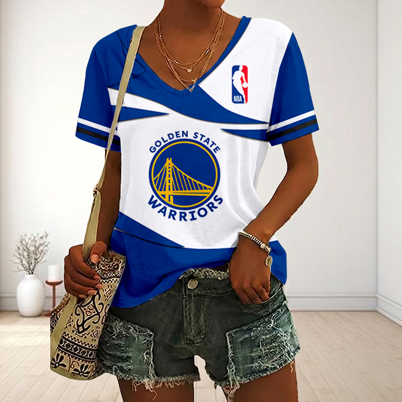 LIMITED EDITION - NEW CUSTOMIZED NBA12 GSW GOLDEN STATE WARRIORS V-NECK FEMALE SHIRT