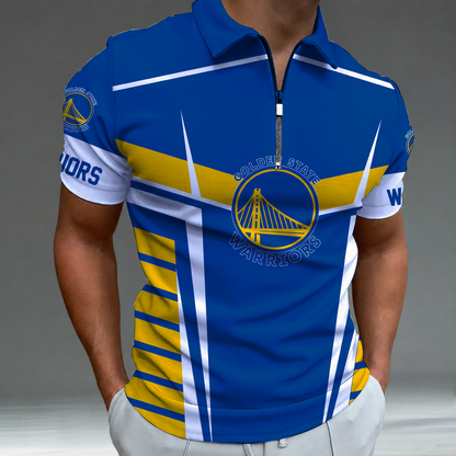 [HOT DEAL] NEW CUSTOMIZED NBA12 GSW GOLDEN STATE WARRIORS ZIP POLO SHIRT