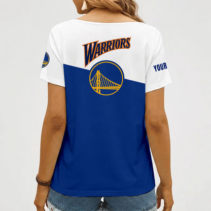 [HOT DEAL] NEW CUSTOMIZED NBA12 GSW GOLDEN STATE WARRIORS V-NECK FEMALE SHIRT