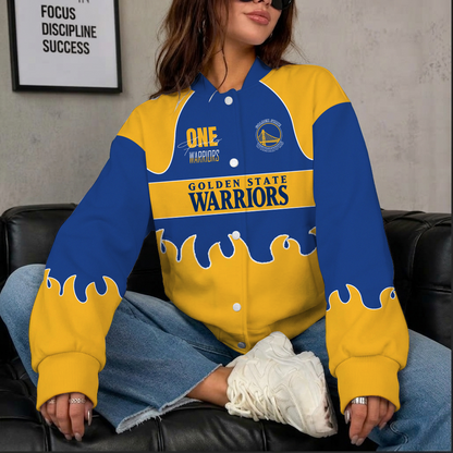 LIMITED EDITION - NEW CUSTOMIZED NBA12 GSW GOLDEN STATE WARRIORS BASEBALL JACKET, SATIN VARSITY JACKET