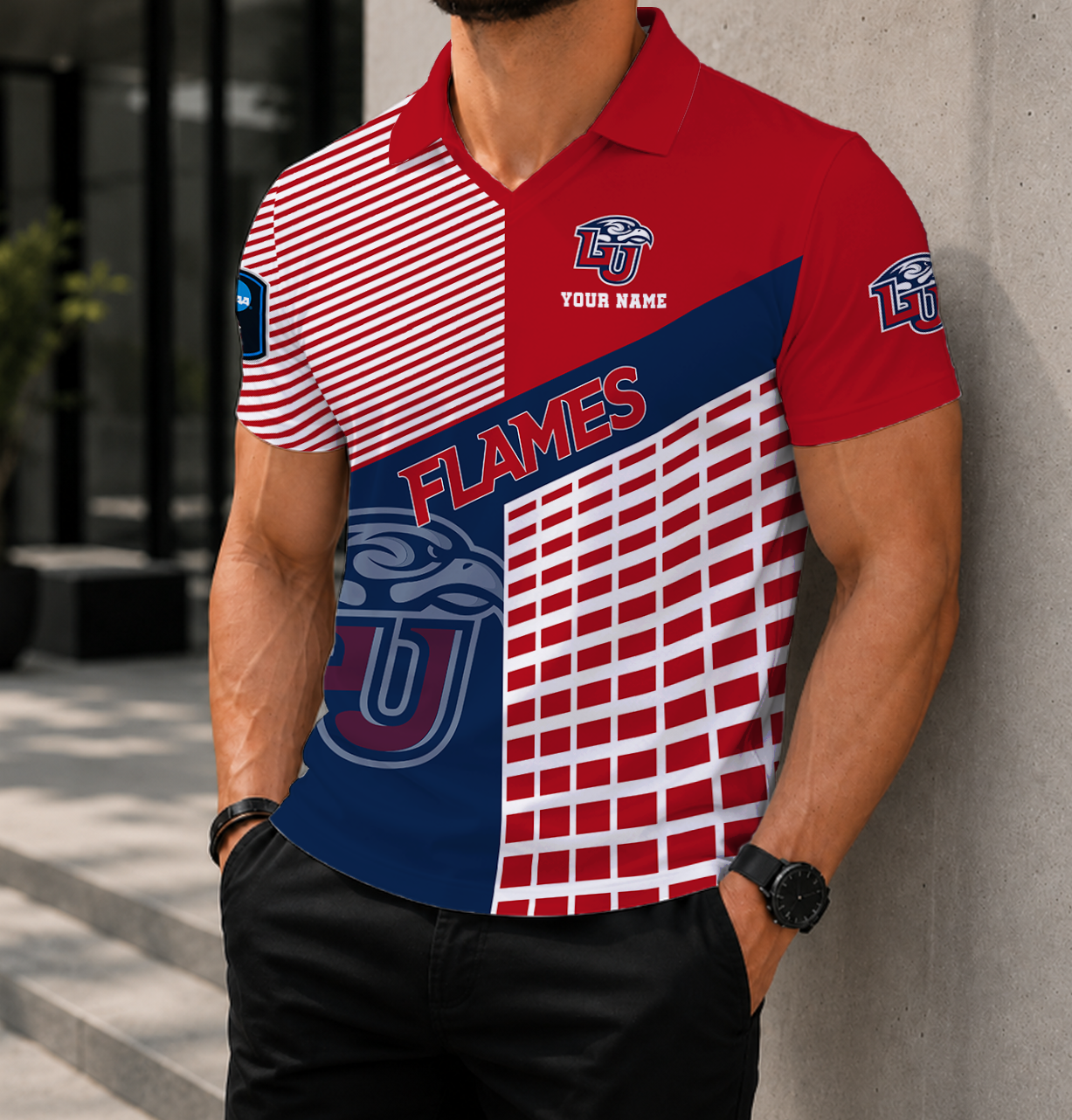 LIMITED EDITION - NEW CUSTOMIZED NCAA CFH12 LIF LIBERTY FLAMES POLO SHIRT
