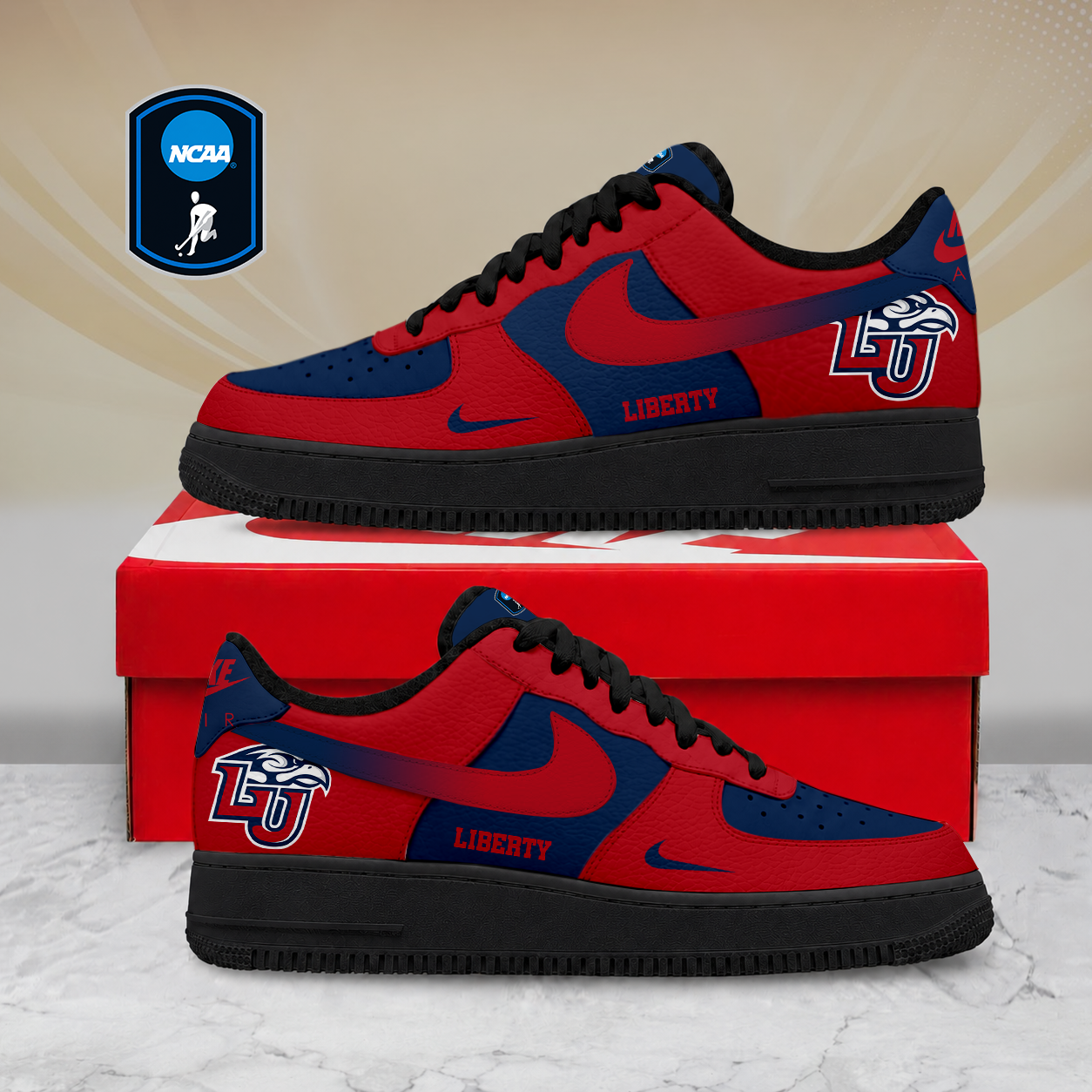 LIMITED EDITION - NEW CUSTOMIZED NCAA CFH12 LIF LIBERTY FLAMES AF1 SHOES