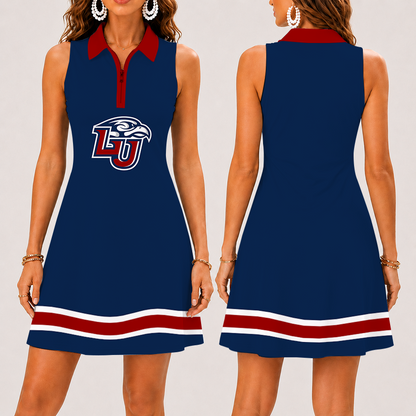[FAN FAVORITE] NEW CUSTOMIZED NCAA CFH12 LIF LIBERTY FLAMES WOMEN'S ZIP SLEEVELESS POLO DRESS