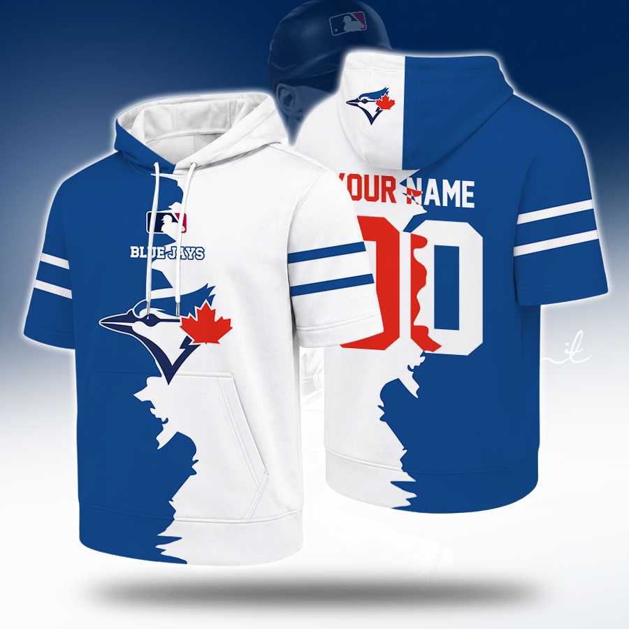 LIMITED EDITION - NEW CUSTOMIZED MLB12 TBJ TORONTO BLUE JAYS SHORT SLEEVE HOODIE
