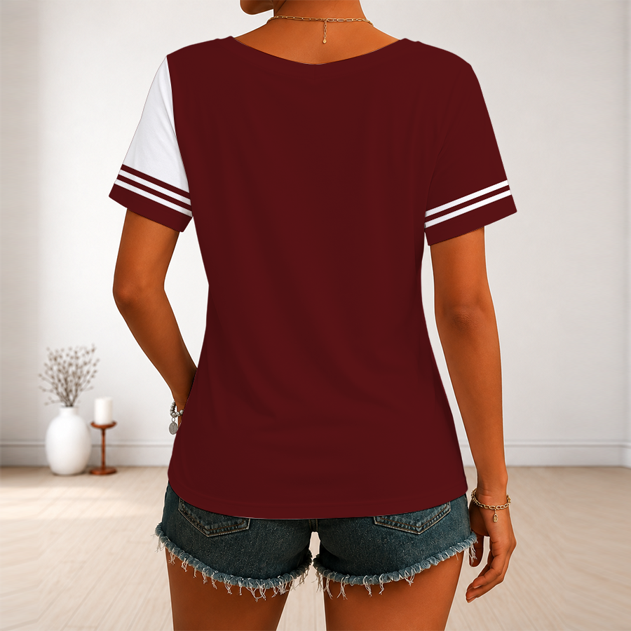 [SPECIAL OFFER] NEW CUSTOMIZED NFL12 WTC WASHINGTON COMMANDERS V-NECK FEMALE SHIRT