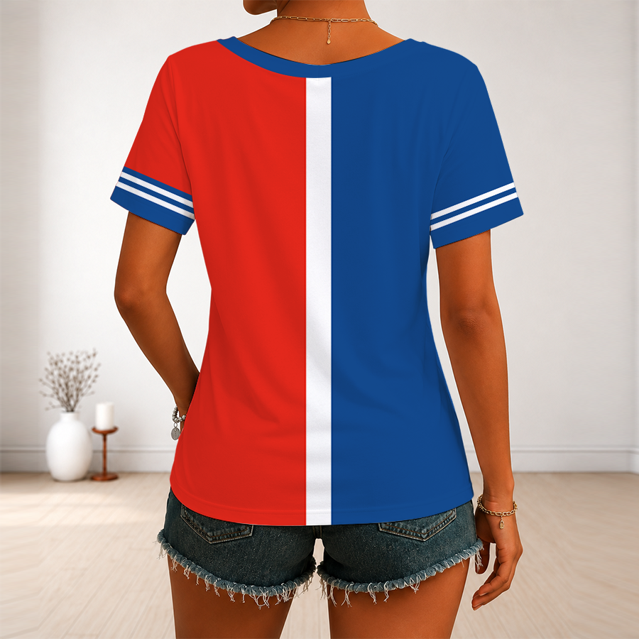 LIMITED EDITION - NEW CUSTOMIZED MLB12 TBJ TORONTO BLUE JAYS V-NECK FEMALE SHIRT