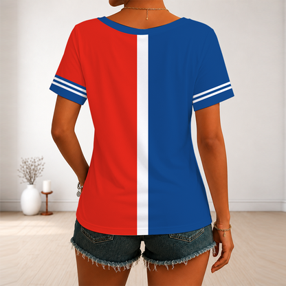 LIMITED EDITION - NEW CUSTOMIZED MLB12 TBJ TORONTO BLUE JAYS V-NECK FEMALE SHIRT