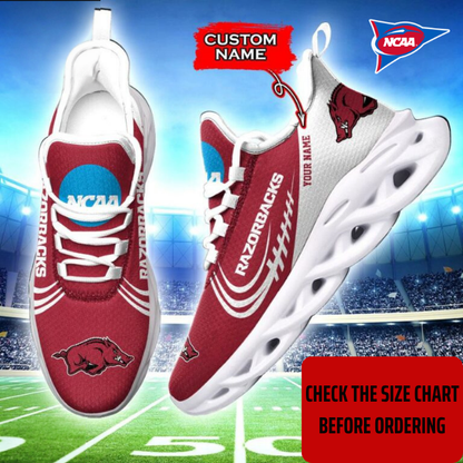 ELITE EDITION - NEW CUSTOMIZED NCAA FBS12 AKR ARKANSAS RAZORBACKS CLUNKY SNEAKERS