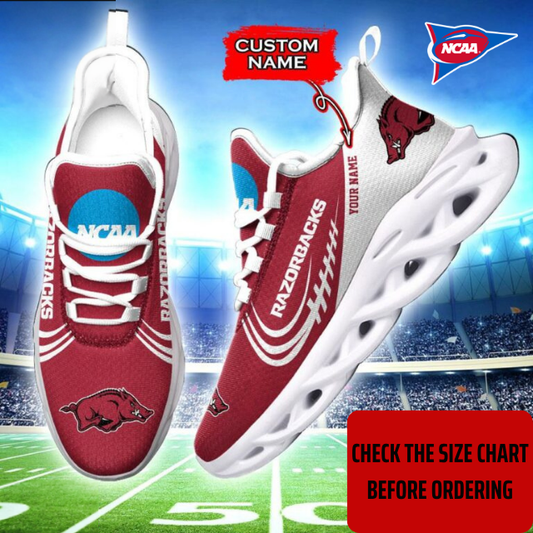 ELITE EDITION - NEW CUSTOMIZED NCAA FBS12 AKR ARKANSAS RAZORBACKS CLUNKY SNEAKERS