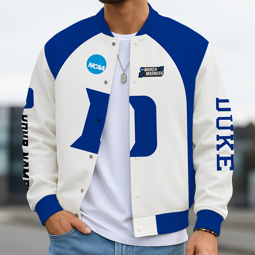 LIMITED EDITION - NEW CUSTOMIZED NCAA MAM12 DLD DUKE BLUE DEVILS BASEBALL JACKET, SATIN VARSITY JACKET