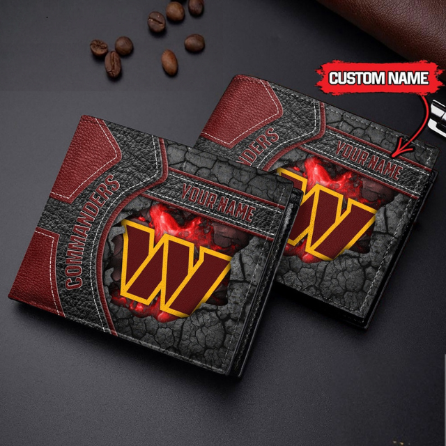 VIRAL SALE - NEW CUSTOMIZED NFL12 WTC WASHINGTON COMMANDERS LEATHER WALLET