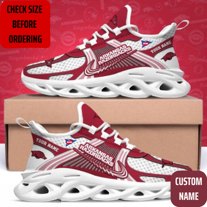 VIRAL EDITION - NEW CUSTOMIZED NCAA FBS12 AKR ARKANSAS RAZORBACKS CLUNKY SNEAKERS