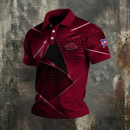 VIRAL EDITION - NEW CUSTOMIZED NCAA FBS12 AKR ARKANSAS RAZORBACKS POLO SHIRT, ZIP POLO SHIRT & T-SHIRTS