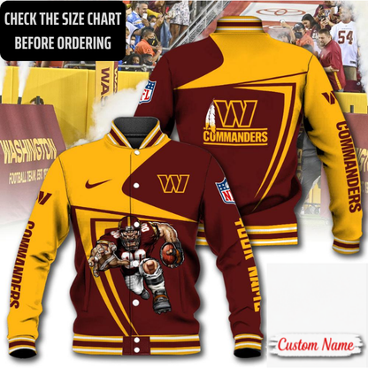 EXCLUSIVE EDITION - NEW CUSTOMIZED NFL12 WTC WASHINGTON COMMANDERS SATIN VARSITY & BASEBALL JACKET