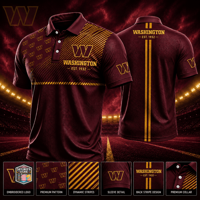 VIRAL EDITION - NEW CUSTOMIZED NFL12 WTC WASHINGTON COMMANDERS POLO SHIRT, ZIP POLO SHIRT & T-SHIRTS