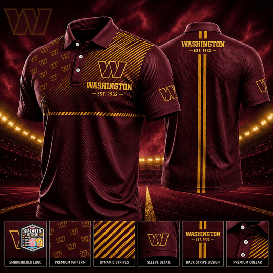 VIRAL EDITION - NEW CUSTOMIZED NFL12 WTC WASHINGTON COMMANDERS POLO SHIRT, ZIP POLO SHIRT & T-SHIRTS