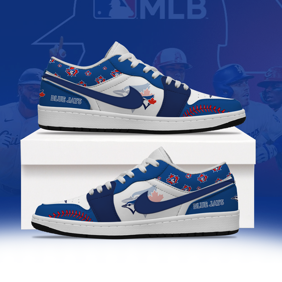 LIMITED EDITION - NEW CUSTOMIZED MLB12 TBJ TORONTO BLUE JAYS AIR JORDAN LOW SHOES