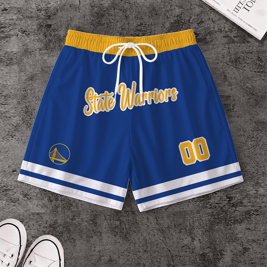 LIMITED EDITION - NEW CUSTOMIZED NBA12 GSW GOLDEN STATE WARRIORS SHORT PANTS